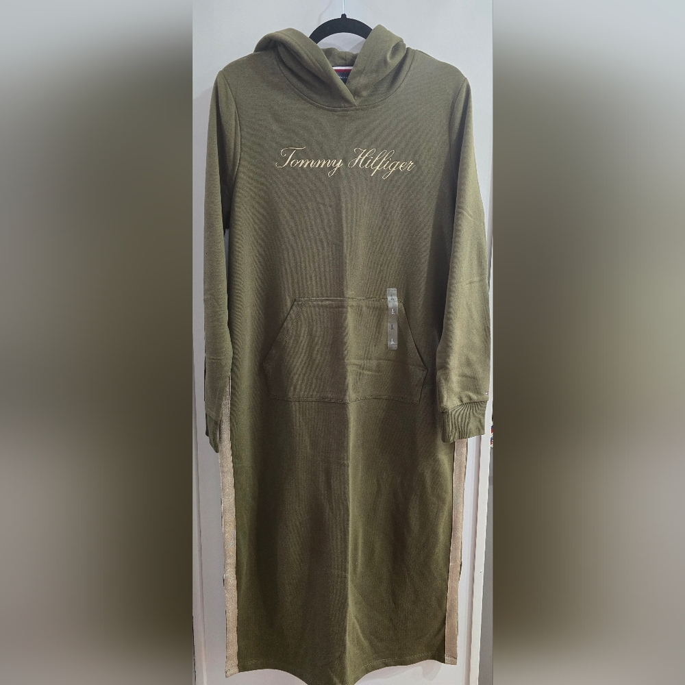 Tommy Hilfiger Olive Green Hooded Dress